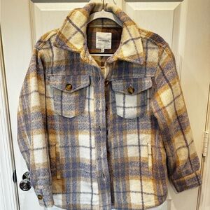 Plaid Women’s Jacket with Blue and Tan Accents